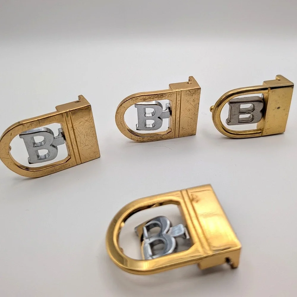 Vintage Initial B Belt Buckles Mixed Metal Gold Silver Tone Logo Set of 4